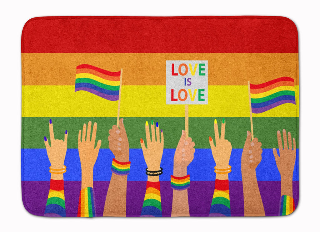 Gay Pride Parade Memory Foam Kitchen Mat Machine Washable Anti-Fatigue Cushion Comfort Bath or Kitchen Rug