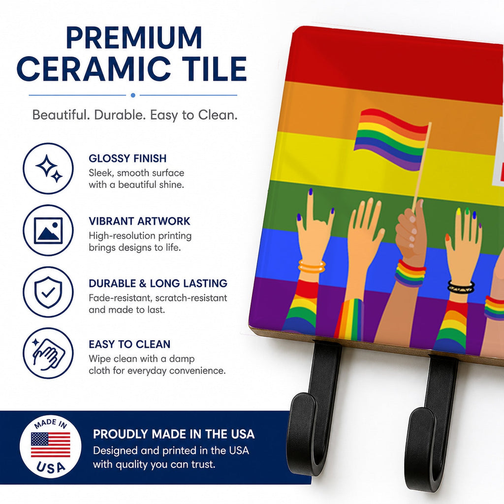 Gay Pride Parade Leash or Key Holder Wall Hooks, Coat Rack Wall Mount, for Hanging Keys, Towels, Aprons, Leashes