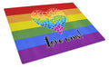 Gay Pride Love Wins Mosaic Heart Cutting Board Tempered Glass Kitchen Cutting Surface, Heat Resistant Chopping, Non-Slip Feet, Food Prep & Serving