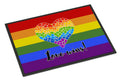 Gay Pride Love Wins Mosaic Heart Doormat Indoor Outdoor 18H X 27W Front Door Mat Rugs for Entryway, Non Slip Washable