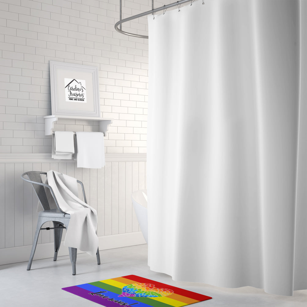 Gay Pride Love Wins Mosaic Heart Memory Foam Kitchen Mat Machine Washable Anti-Fatigue Cushion Comfort Bath or Kitchen Rug