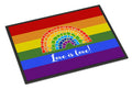 Gay Pride Love is Love Mosaic Rainbow Doormat Indoor Outdoor 24H X 36W Front Door Mat Rugs for Entryway, Non Slip Washable Low Pile,