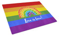Gay Pride Love is Love Mosaic Rainbow Cutting Board Tempered Glass Kitchen Cutting Surface, Heat Resistant Chopping, Non-Slip Feet, Food Prep & Serving