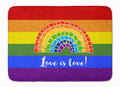 Gay Pride Love is Love Mosaic Rainbow Memory Foam Kitchen Mat Machine Washable Anti-Fatigue Cushion Comfort Bath or Kitchen Rug
