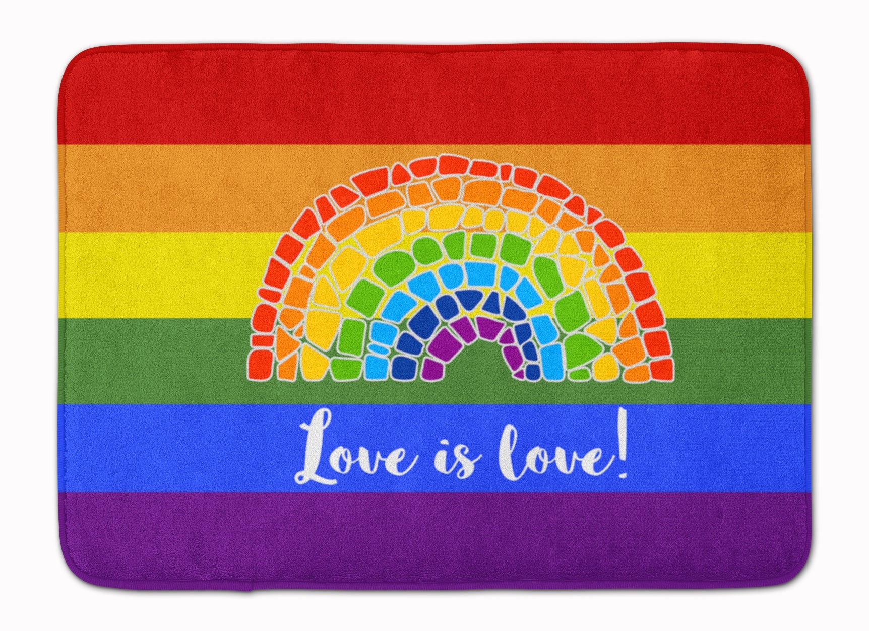 Gay Pride Love is Love Mosaic Rainbow Memory Foam Kitchen Mat Machine Washable Anti-Fatigue Cushion Comfort Bath or Kitchen Rug