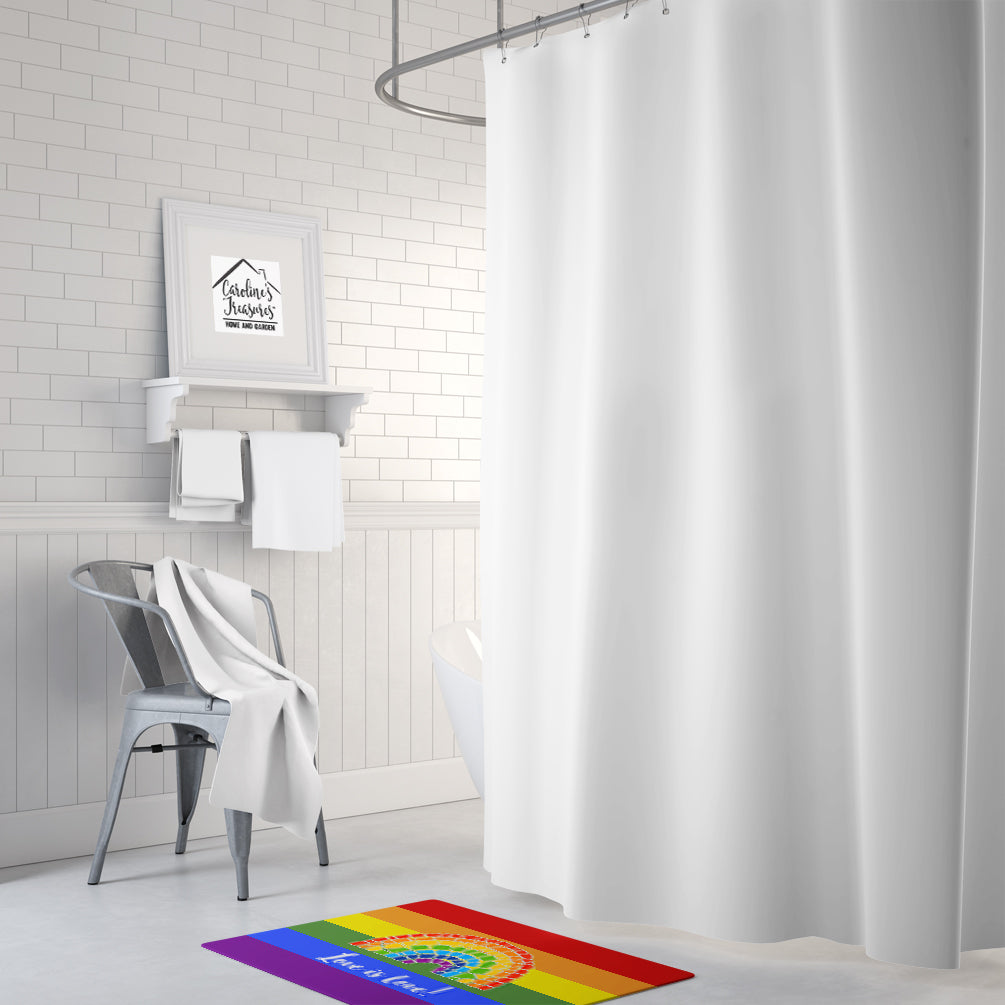 Gay Pride Love is Love Mosaic Rainbow Memory Foam Kitchen Mat Machine Washable Anti-Fatigue Cushion Comfort Bath or Kitchen Rug