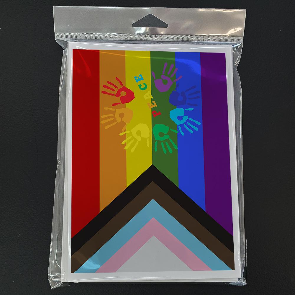 Gay Pride Peace Hands Progress Pride Greeting Cards Pack of 8 Blank Cards with Envelopes Whimsical A7 Size 5x7