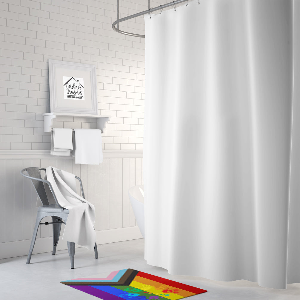 Gay Pride Peace Hands Progress Pride Memory Foam Kitchen Mat Machine Washable Anti-Fatigue Cushion Comfort Bath or Kitchen Rug