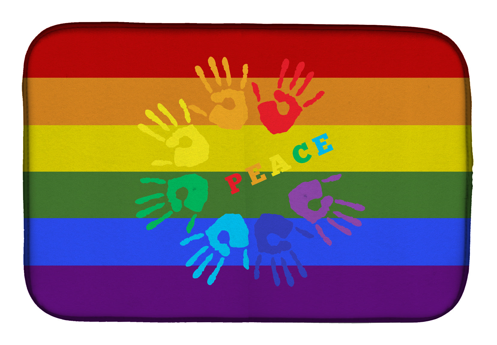 Gay Pride Peace Hands Dish Drying Mat Absorbent Dish Drying Mat Pad for Kitchen Counter Dish Drainer Mat for Countertop, 14 x 21", Multicolor