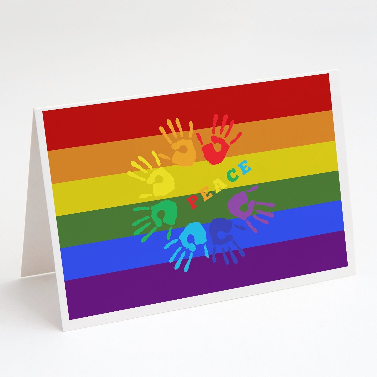 Gay Pride Peace Hands Greeting Cards Pack of 8 Blank Cards with Envelopes Whimsical A7 Size 5x7
