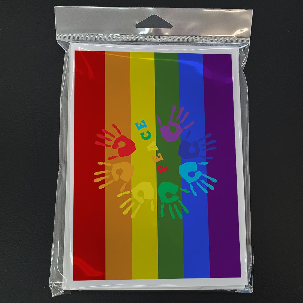 Gay Pride Peace Hands Greeting Cards Pack of 8 Blank Cards with Envelopes Whimsical A7 Size 5x7
