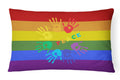 Gay Pride Peace Hands Decorative Throw Pillow 12x16 Indoor Outdoor Accent Cushion, Fabric Cover with Insert for Sofa, Bed, Porch & Living Room