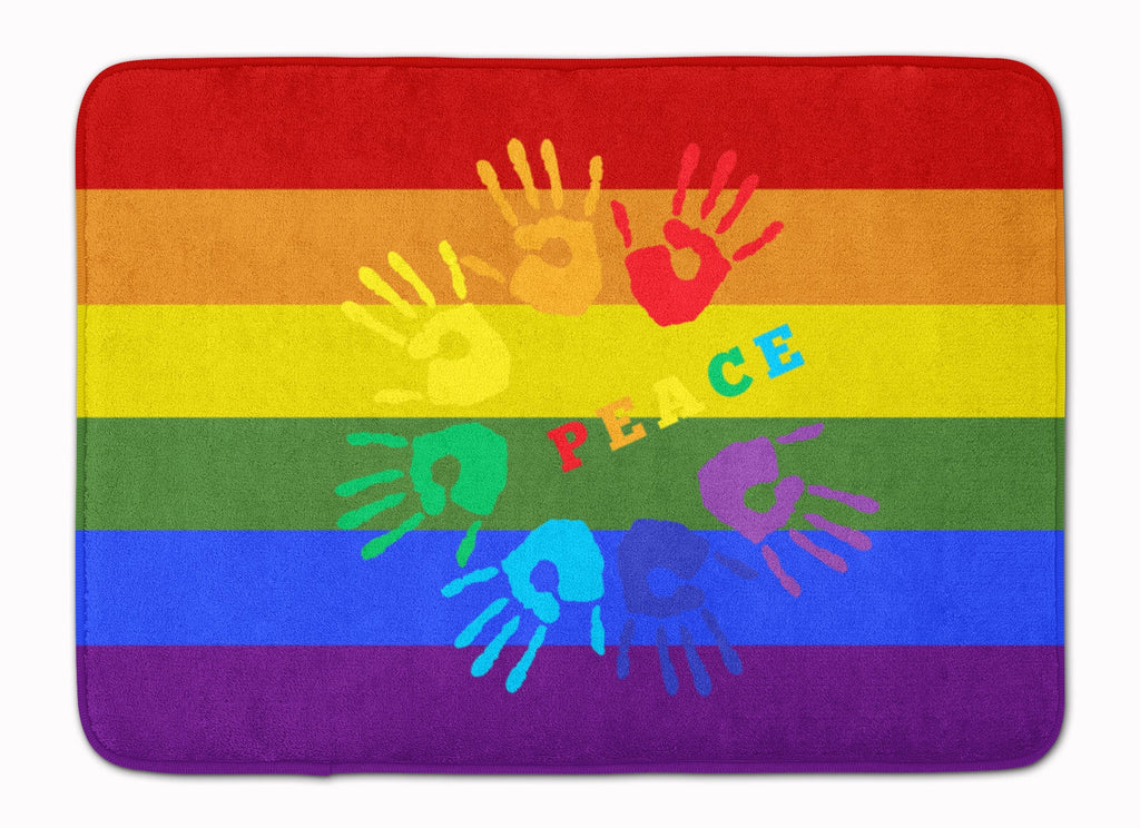 Gay Pride Peace Hands Memory Foam Kitchen Mat Machine Washable Anti-Fatigue Cushion Comfort Bath or Kitchen Rug