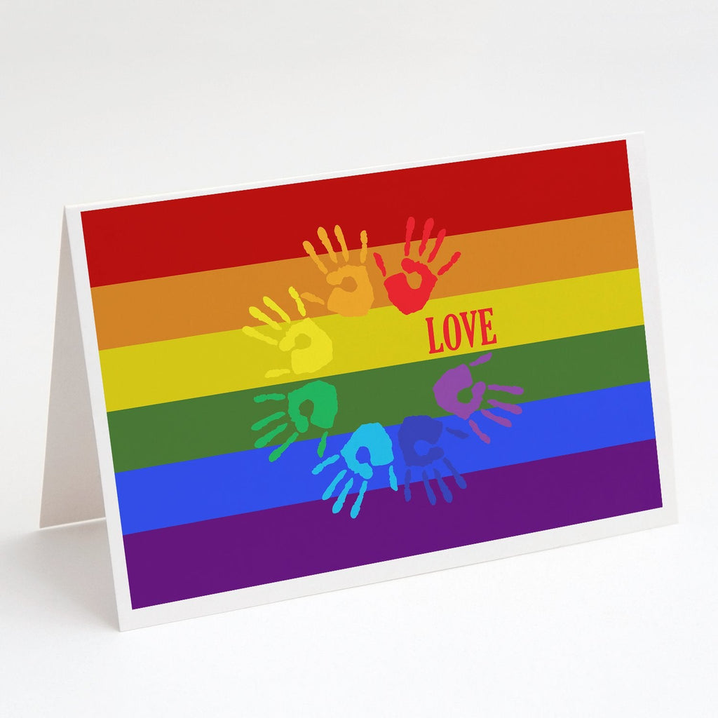Gay Pride Love Hands Greeting Cards Pack of 8 Blank Cards with Envelopes Whimsical A7 Size 5x7