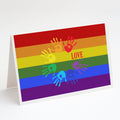 Gay Pride Love Hands Greeting Cards Pack of 8 Blank Cards with Envelopes Whimsical A7 Size 5x7