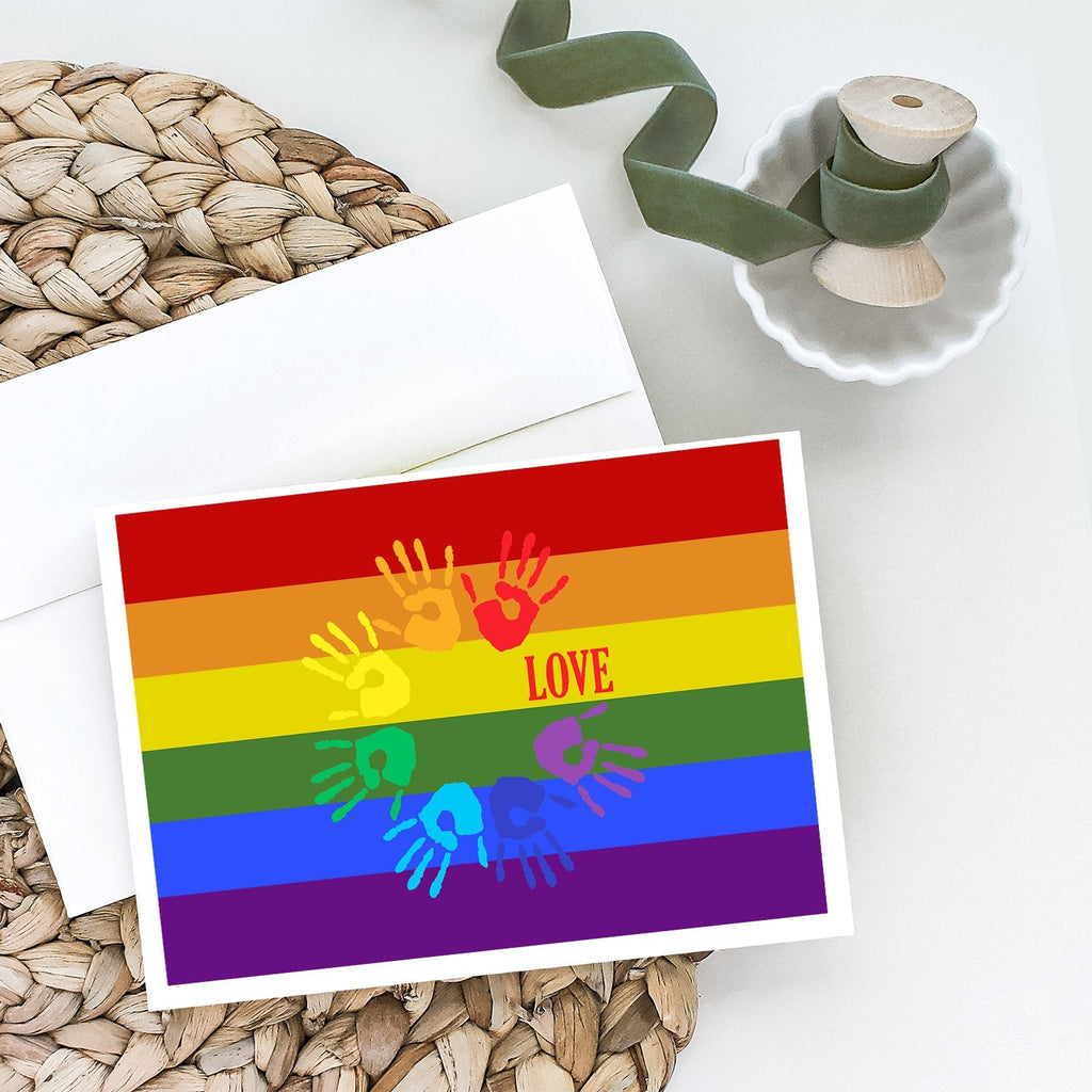 Gay Pride Love Hands Greeting Cards Pack of 8 Blank Cards with Envelopes Whimsical A7 Size 5x7