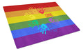 Gay Pride Love Hands Cutting Board Tempered Glass Kitchen Cutting Surface, Heat Resistant Chopping, Non-Slip Feet, Food Prep & Serving