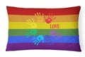Gay Pride Love Hands Decorative Throw Pillow 12x16 Indoor Outdoor Accent Cushion, Fabric Cover with Insert for Sofa, Bed, Porch & Living Room