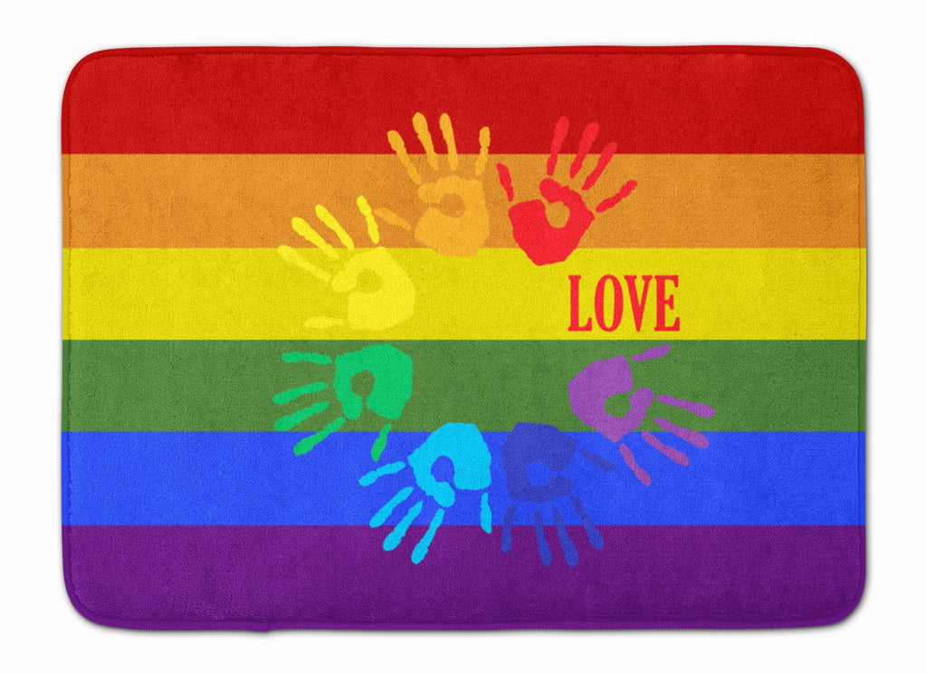 Gay Pride Love Hands Memory Foam Kitchen Mat Machine Washable Anti-Fatigue Cushion Comfort Bath or Kitchen Rug