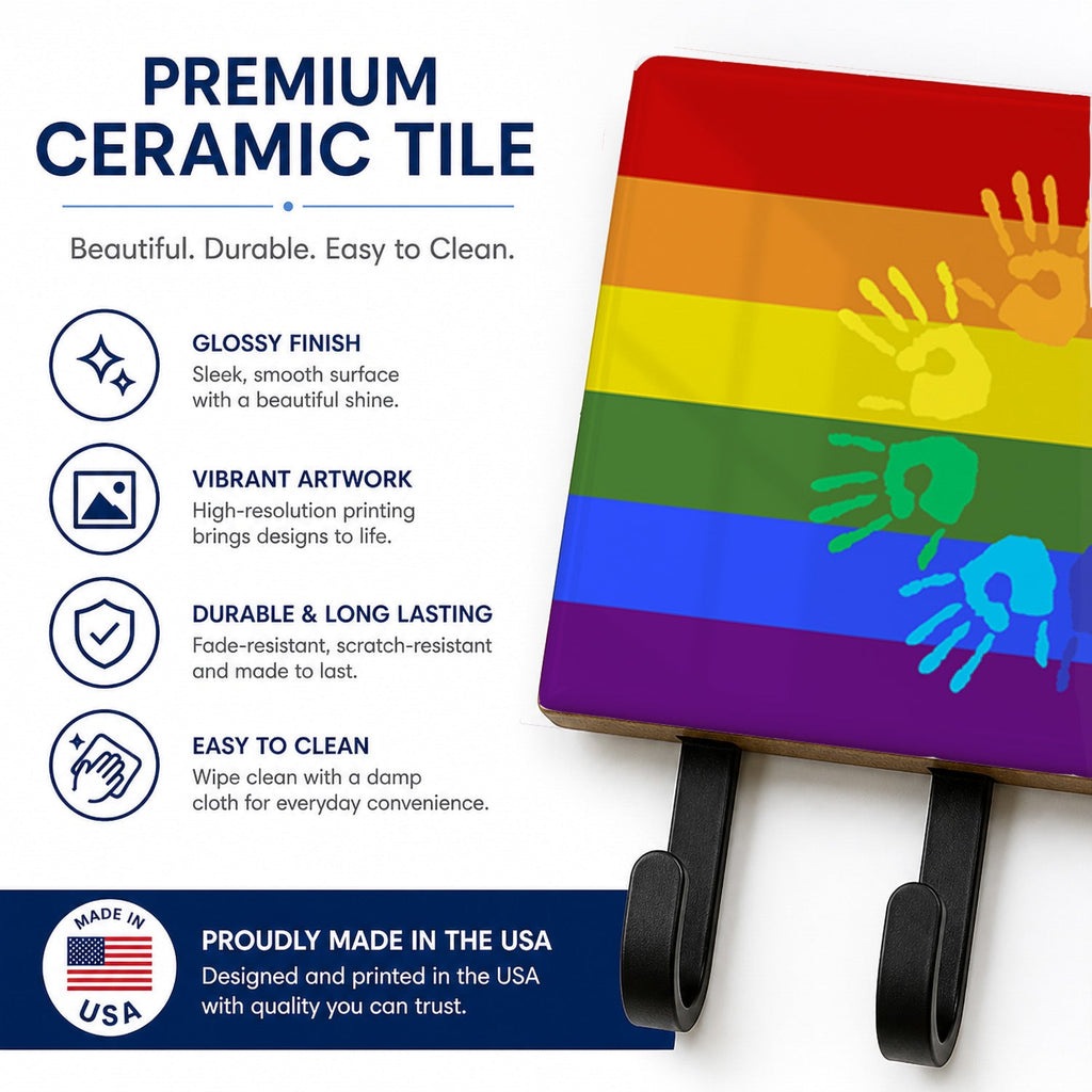 Gay Pride Love Hands Leash or Key Holder Wall Hooks, Coat Rack Wall Mount, for Hanging Keys, Towels, Aprons, Leashes