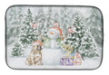 French Bulldog Fawn Snowman and Christmas Presents Dish Drying Mat Absorbent Dish Drying Mat Pad for Kitchen Counter Dish Drainer Mat for Countertop, 14 x 21", Multicolor