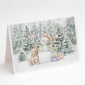 French Bulldog Fawn Snowman and Christmas Presents Greeting Cards Pack of 8 Blank Cards with Envelopes Whimsical A7 Size 5x7