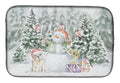 French Bulldog White Christmas Dish Drying Mat Absorbent Dish Drying Mat Pad for Kitchen Counter Dish Drainer Mat for Countertop, 14 x 21", Multicolor