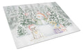 French Bulldog White Christmas Cutting Board Tempered Glass Kitchen Cutting Surface, Heat Resistant Chopping, Non-Slip Feet, Food Prep & Serving