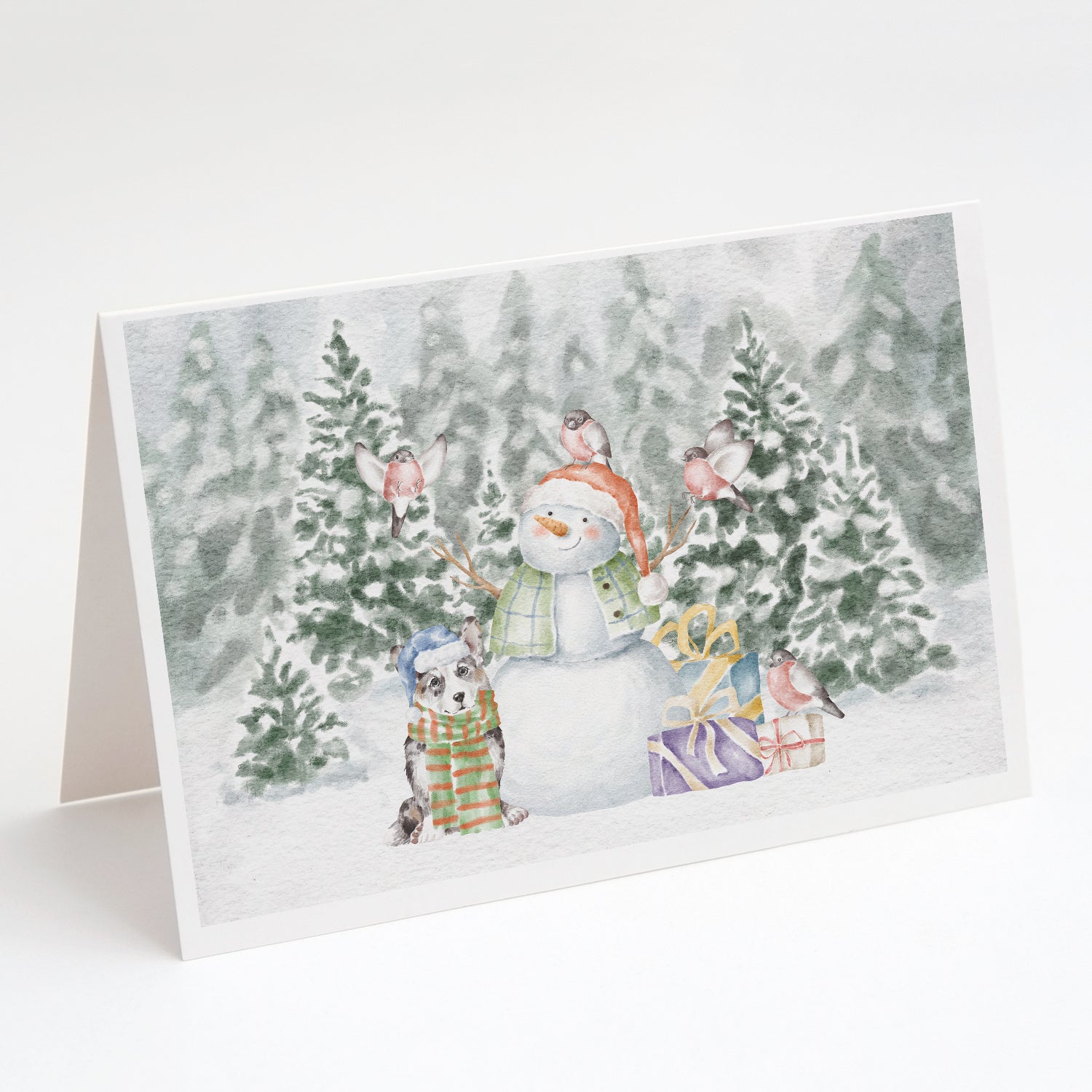 Corgi Blue Merle Christmas Greeting Cards Pack of 8 Blank Cards with Envelopes Whimsical A7 Size 5x7