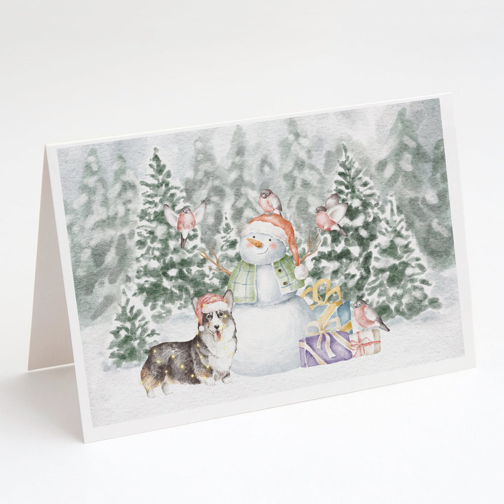 Corgi Black and Tan Points Christmas Greeting Cards Pack of 8 Blank Cards with Envelopes Whimsical A7 Size 5x7