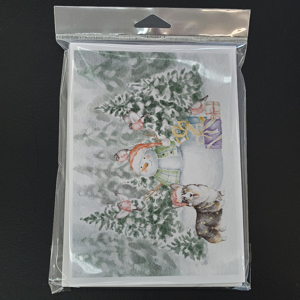 Corgi Black and Tan Points Christmas Greeting Cards Pack of 8 Blank Cards with Envelopes Whimsical A7 Size 5x7