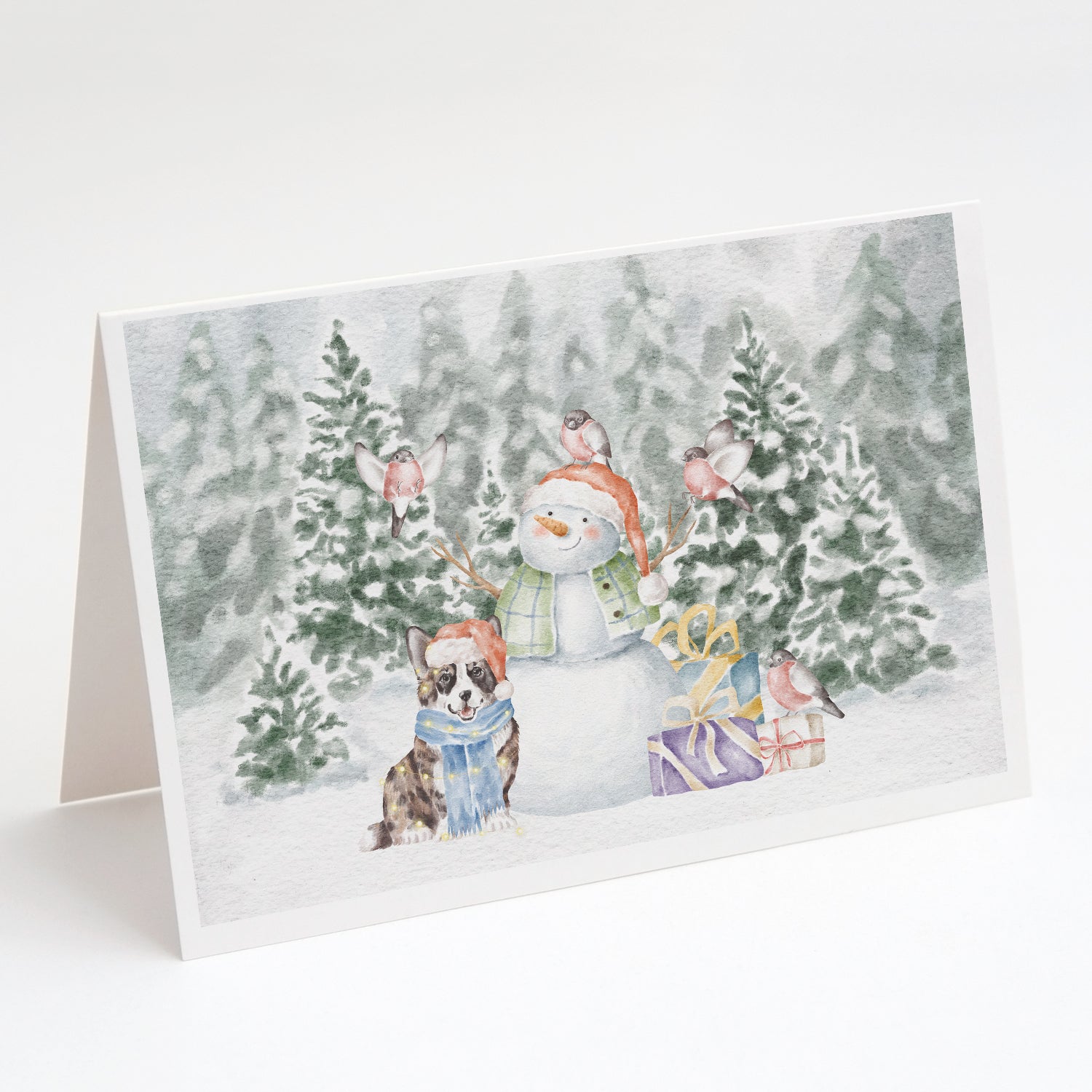 Corgi Blue Merle and Tan Points Christmas Greeting Cards Pack of 8 Blank Cards with Envelopes Whimsical A7 Size 5x7
