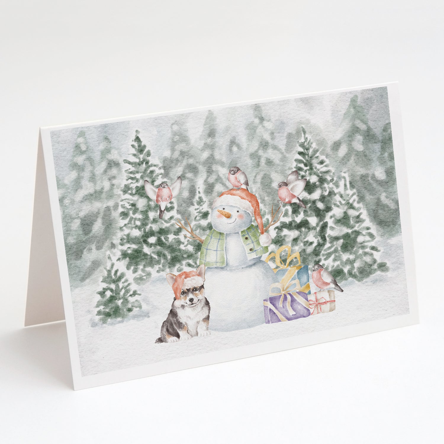 Corgi Puppy Black and Tan Points Christmas Greeting Cards Pack of 8 Blank Cards with Envelopes Whimsical A7 Size 5x7