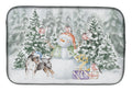 Bull Terrier Black Tan and White Christmas Dish Drying Mat Absorbent Dish Drying Mat Pad for Kitchen Counter Dish Drainer Mat for Countertop, 14 x 21", Multicolor