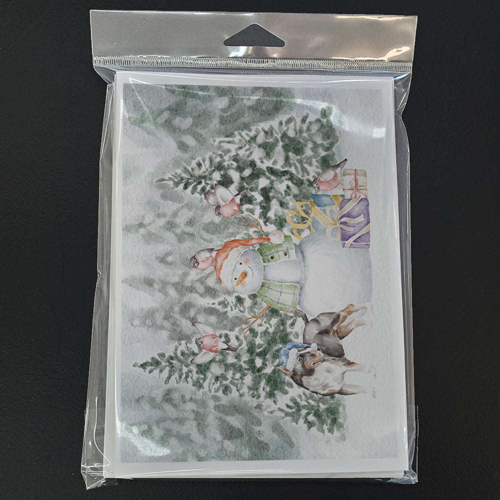 Bull Terrier Black Tan and White Christmas Greeting Cards Pack of 8 Blank Cards with Envelopes Whimsical A7 Size 5x7
