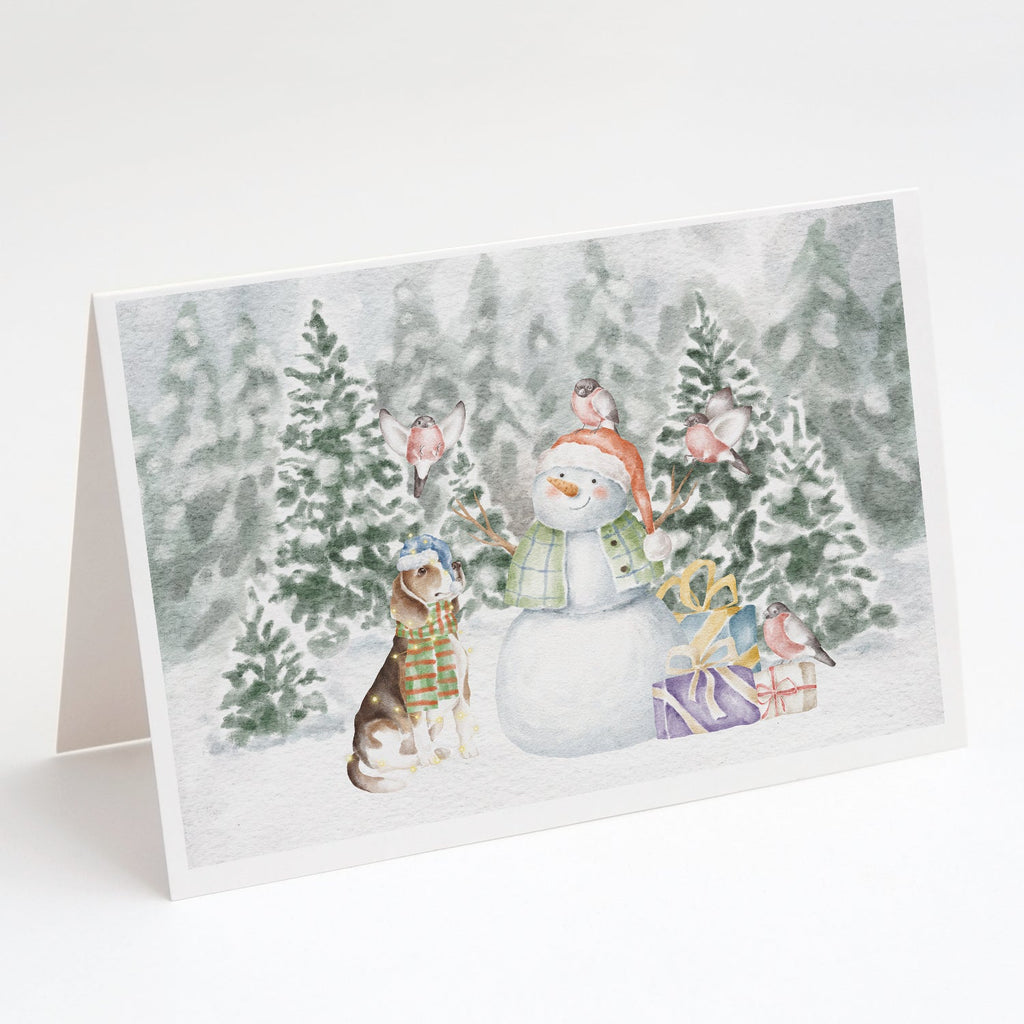 Beagle Tricolor Side View Christmas Greeting Cards Pack of 8 Blank Cards with Envelopes Whimsical A7 Size 5x7