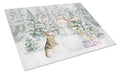 Beagle Tricolor Side View Christmas Cutting Board Tempered Glass Kitchen Cutting Surface, Heat Resistant Chopping, Non-Slip Feet, Food Prep & Serving