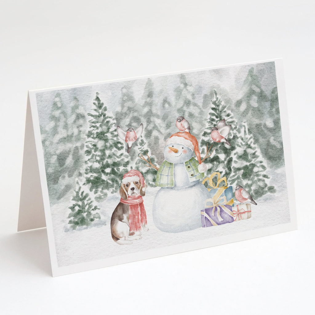Beagle Tricolor Christmas Greeting Cards Pack of 8 Blank Cards with Envelopes Whimsical A7 Size 5x7