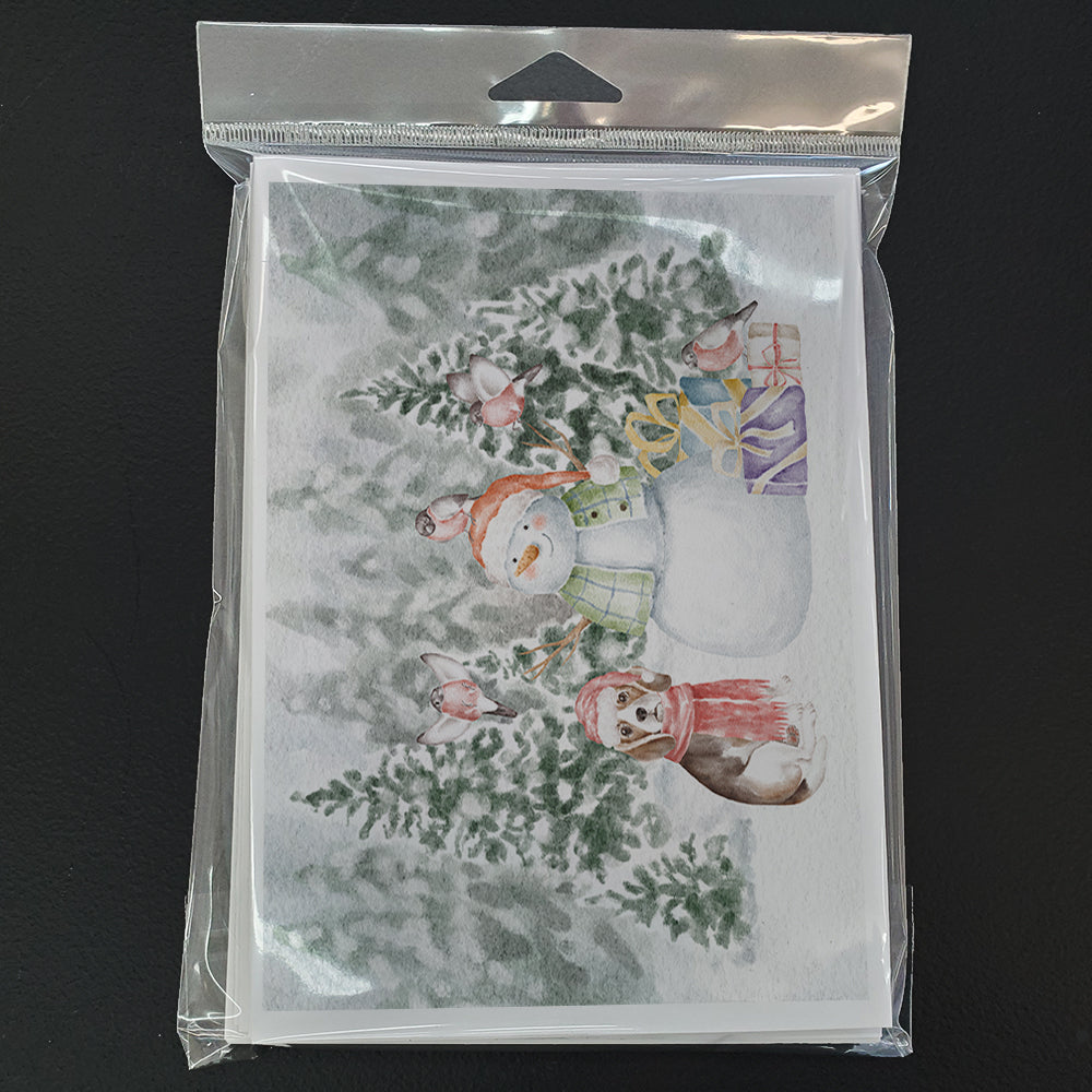 Beagle Tricolor Christmas Greeting Cards Pack of 8 Blank Cards with Envelopes Whimsical A7 Size 5x7
