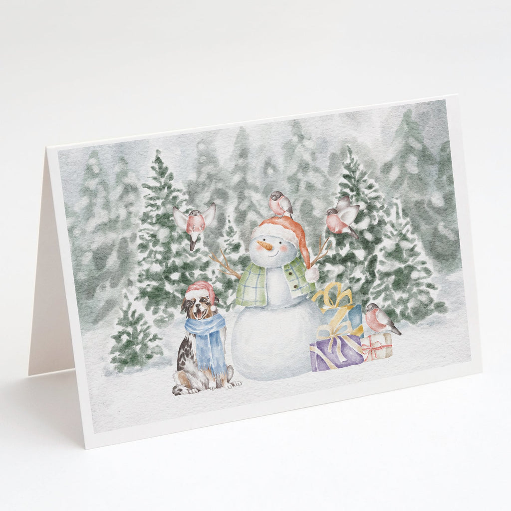 Australian Shepherd Blue Merle Christmas Greeting Cards Pack of 8 Blank Cards with Envelopes Whimsical A7 Size 5x7