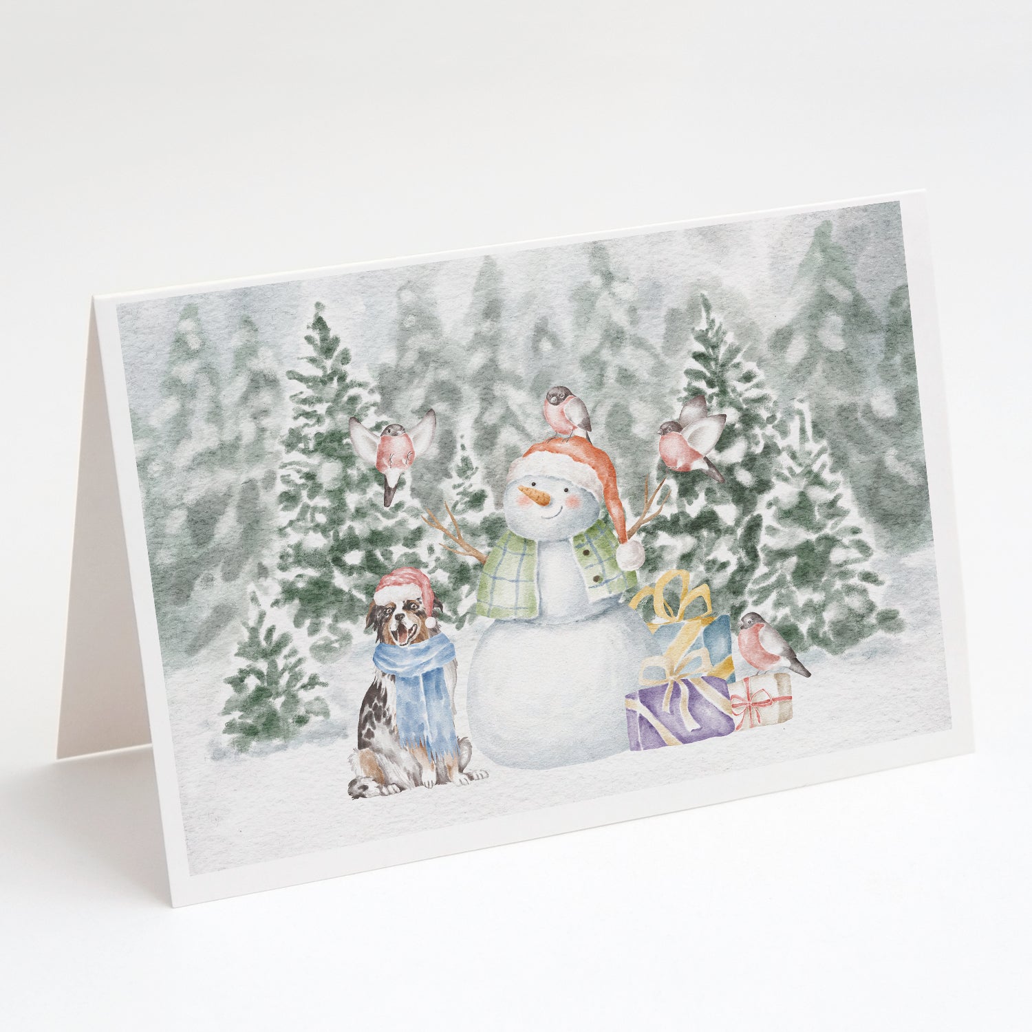 Australian Shepherd Blue Merle Christmas Greeting Cards Pack of 8 Blank Cards with Envelopes Whimsical A7 Size 5x7