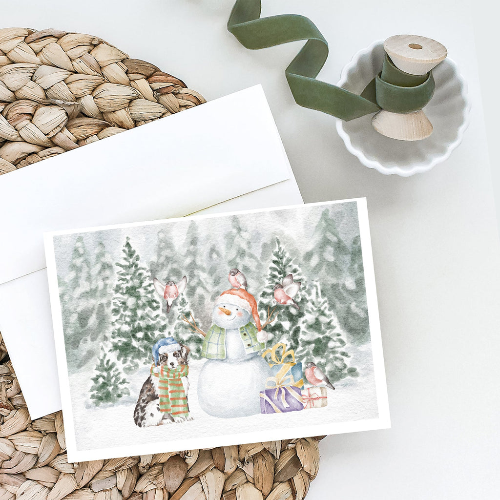 Australian Shepherd Puppy Blue Merle Christmas Greeting Cards Pack of 8 Blank Cards with Envelopes Whimsical A7 Size 5x7