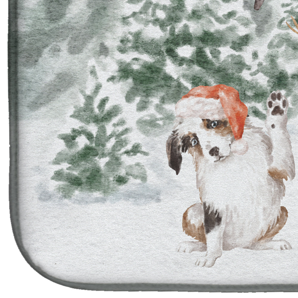 Australian Shepherd Puppy Black White Christmas Dish Drying Mat Absorbent Dish Drying Mat Pad for Kitchen Counter Dish Drainer Mat for Countertop, 14 x 21", Multicolor