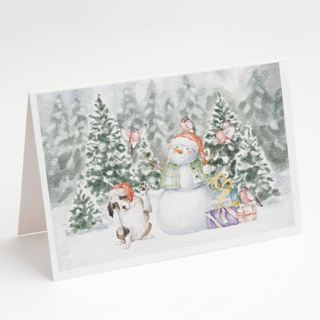 Australian Shepherd Puppy Black White Christmas Greeting Cards Pack of 8 Blank Cards with Envelopes Whimsical A7 Size 5x7