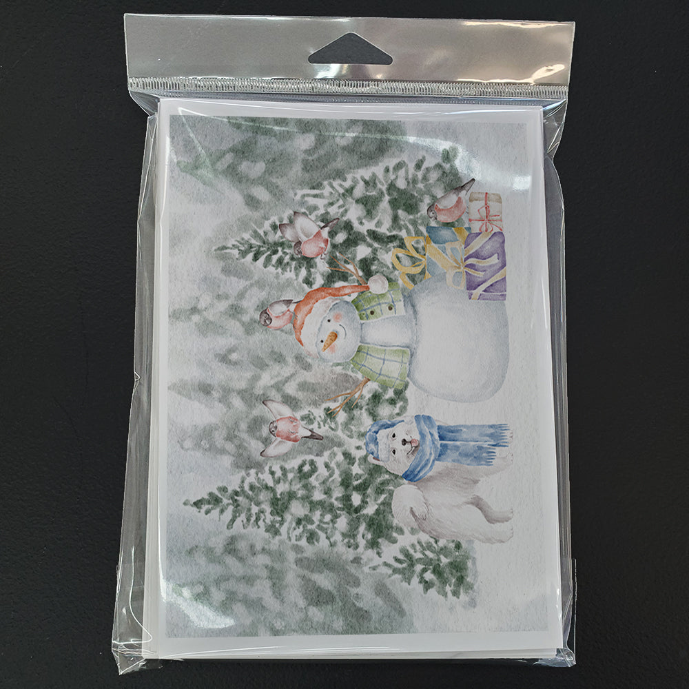Samoyed Standing Christmas Greeting Cards Pack of 8 Blank Cards with Envelopes Whimsical A7 Size 5x7