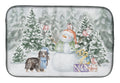 Dachshund Longhaired Christmas Dish Drying Mat Absorbent Dish Drying Mat Pad for Kitchen Counter Dish Drainer Mat for Countertop, 14 x 21", Multicolor