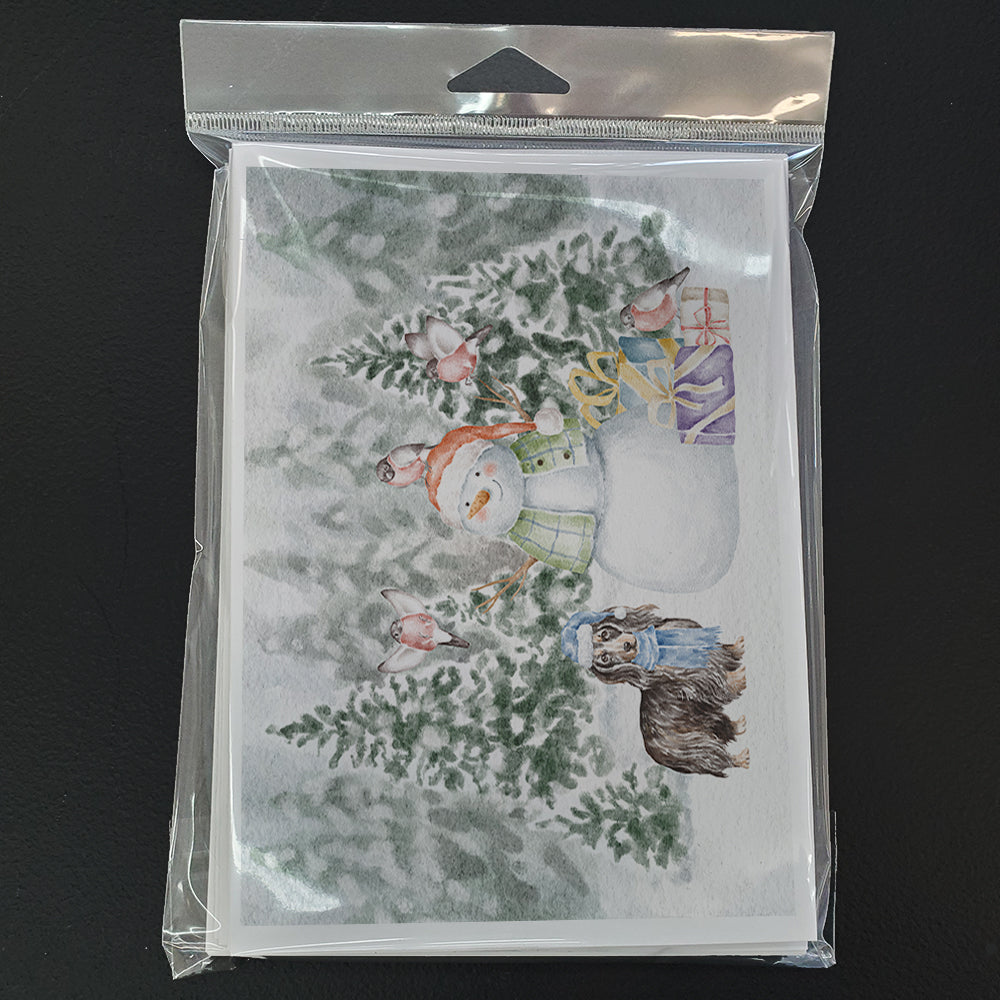 Dachshund Longhaired Christmas Greeting Cards Pack of 8 Blank Cards with Envelopes Whimsical A7 Size 5x7