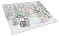 Dachshund Longhaired Christmas Cutting Board Tempered Glass Kitchen Cutting Surface, Heat Resistant Chopping, Non-Slip Feet, Food Prep & Serving