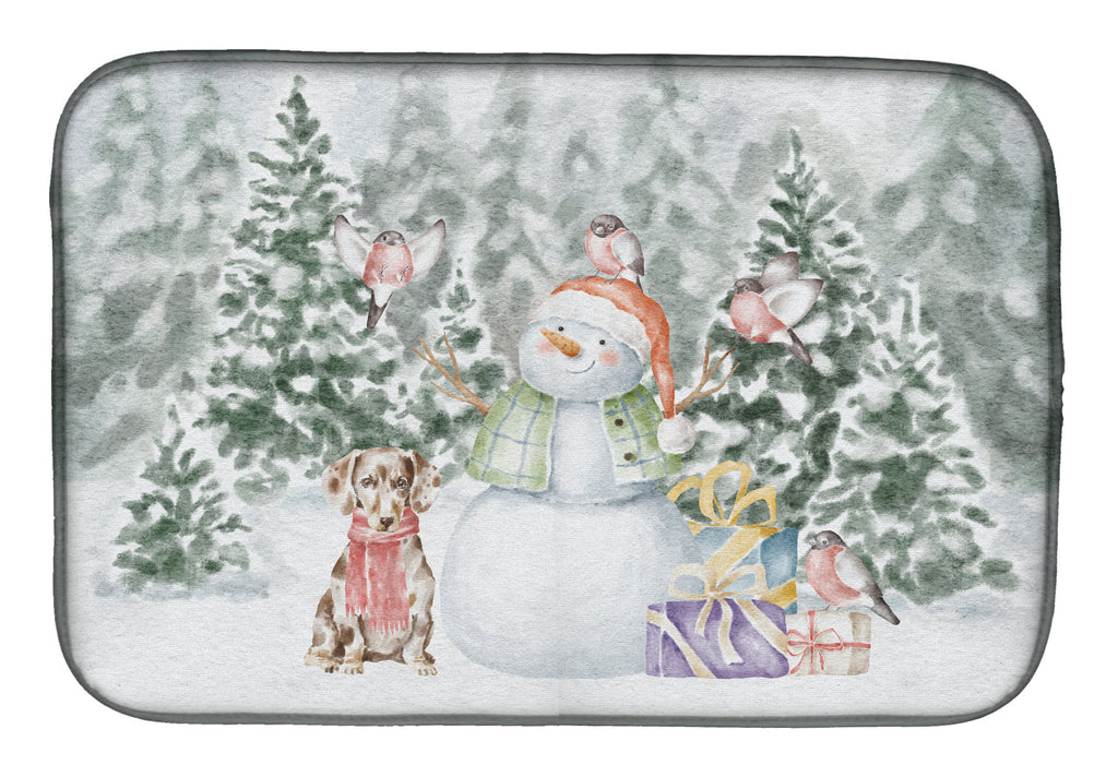 Dachshund Dappled Christmas Dish Drying Mat Absorbent Dish Drying Mat Pad for Kitchen Counter Dish Drainer Mat for Countertop, 14 x 21", Multicolor