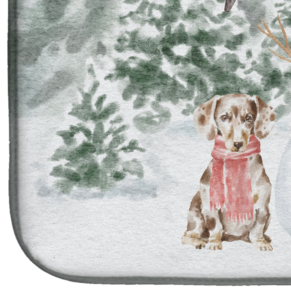 Dachshund Dappled Christmas Dish Drying Mat Absorbent Dish Drying Mat Pad for Kitchen Counter Dish Drainer Mat for Countertop, 14 x 21", Multicolor